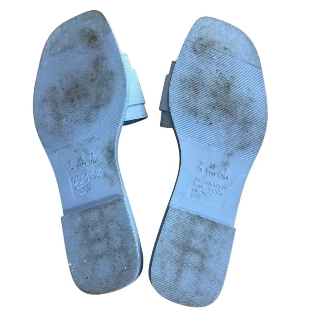 Primark Women's Baby Blue Slip On Sandals Size 7 (Run Big)